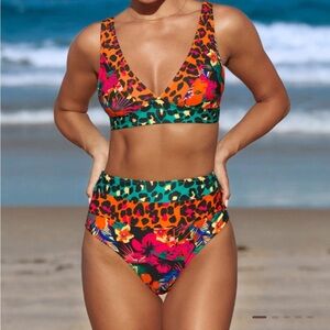 Popvil Leopard/Floral Bikini Set- Size M